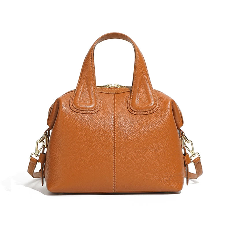 Hifashion 100% Genuine Leather Boston Tote Handbags For Women 2025 Trend Designer Top Handle Work Ladies Shoulder Crossbody Bags