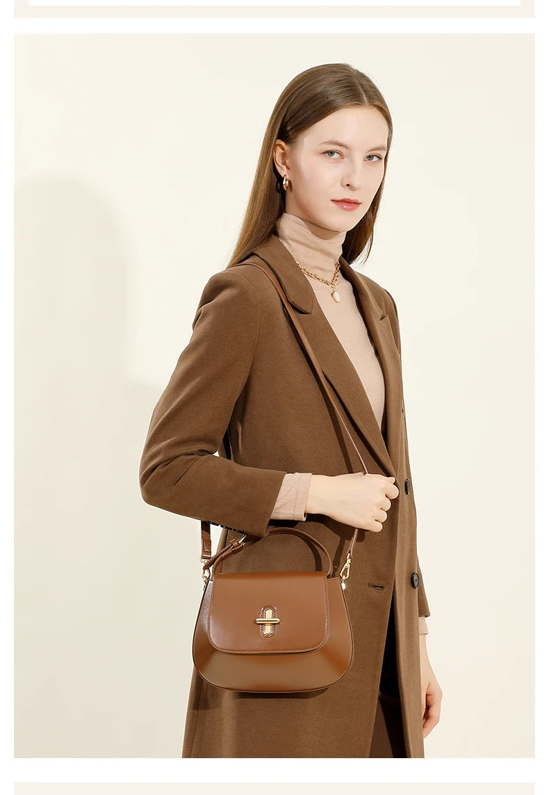 Hifashion Luxury Genuine Leather Saddle Small Shoulder Crossbody Bags For Women 2025 Trend Designer Purses Tote Ladies Handbags