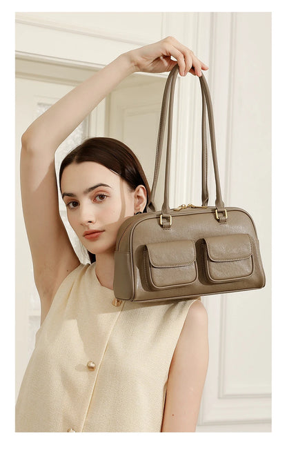 Hifashion Luxury Genuine Leather Underarm Shoulder Bags For Women 2025 Trend Designer Pillow Satchel Tote Office Ladies Handbags