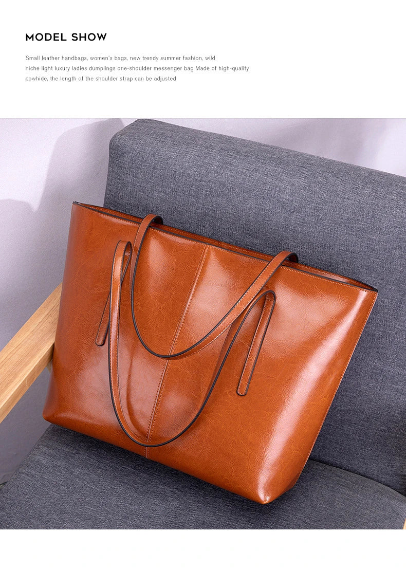 Hifashion Cowhide Genuine Leather Large Tote Bags For Women 2025 Trend Designer A4 Shoulder Bags Laptop Shopper Ladies Handbags