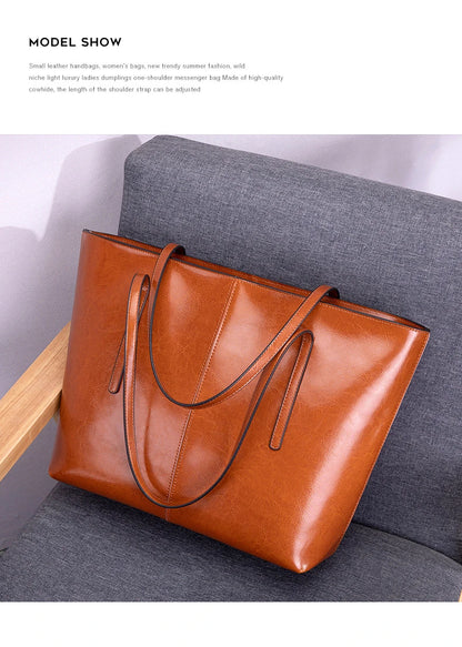 Hifashion Cowhide Genuine Leather Large Tote Bags For Women 2025 Trend Designer A4 Shoulder Bags Laptop Shopper Ladies Handbags