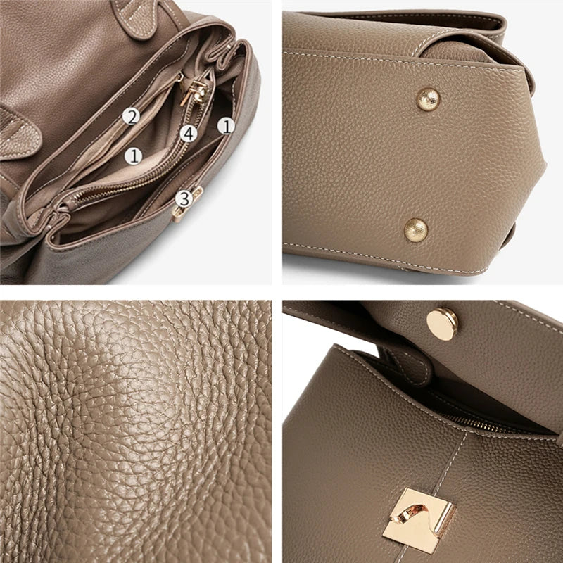 Hifashion Vintage Cowhide Genuine Leather Handbags For Women 2025 Trend Designer Top Handle Flap Ladies Shoulder Crossbody Bags
