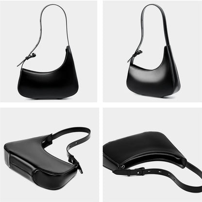 Hifashion Minimalist Genuine Leather Crescent Underarm Shoulder Bags For Women 2025 Luxury Designer Half Moon Ladies Handbags