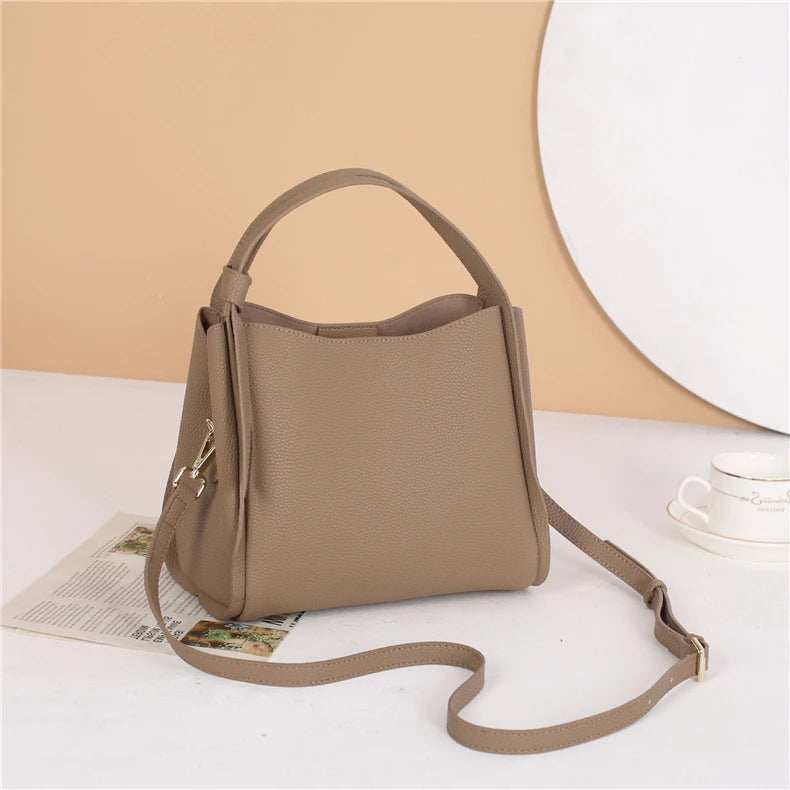 Hifashion Vintage Cow Genuine Leather Bucket Tote Shoulder Bags For Women 2025 Luxury Designer Shopper Crossbody Ladies Handbags