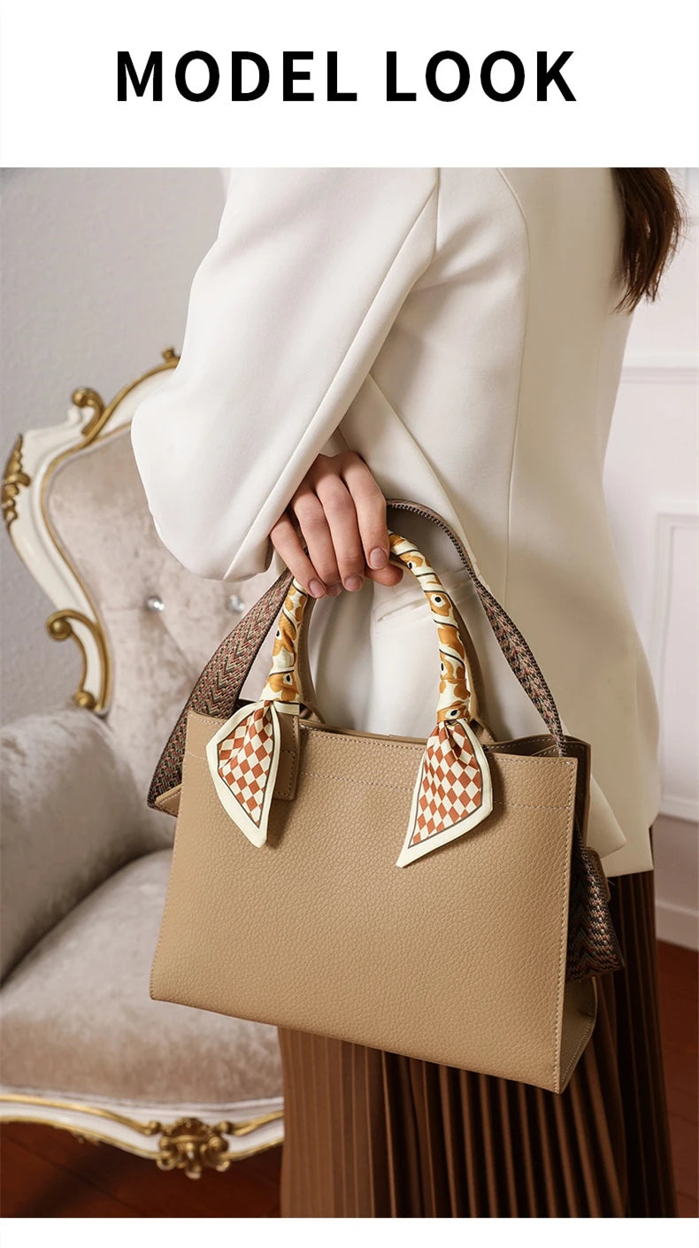 Hifashion Cowhide Genuine Leather Shoulder Bags For Women 2025 Trend Designer Top Handle Commuting Tote Ladies Crossbody Bags