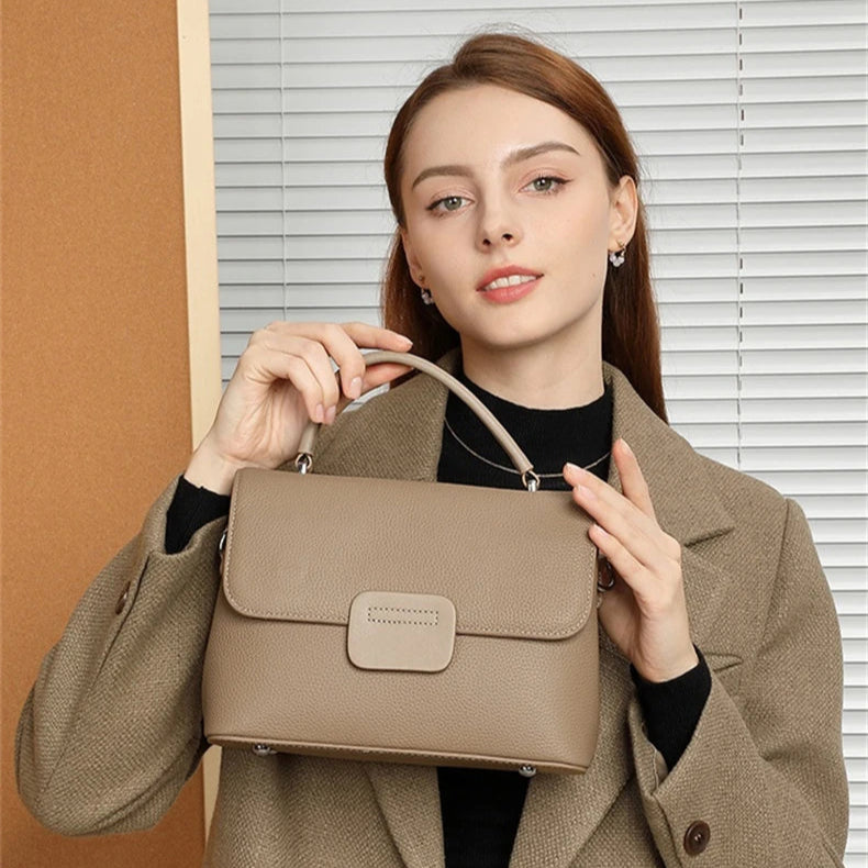 Hifashion Classic Cowhide Genuine Leather Tote Handbags For Women 2025 Trend Designer Wide Strap Ladies Shoulder Crossbody Bags