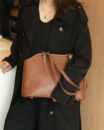 Hifashion 100% Genuine Leather Large Underarm Shoulder Bags For Women 2025 Trend Designer Tote Shopper Office Ladies Handbags