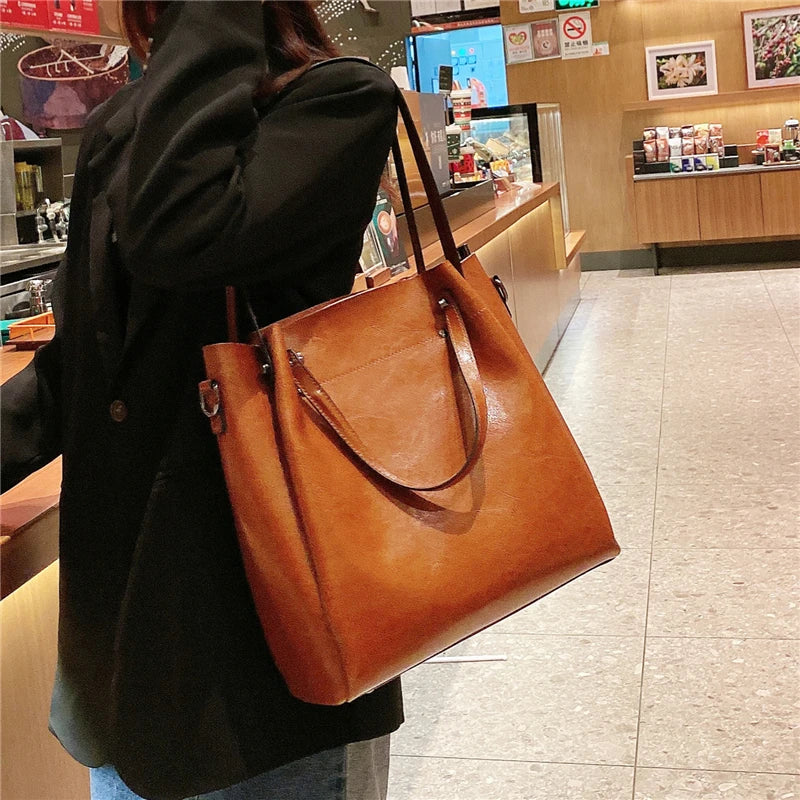 Hifashion Vintage Cowhide Genuine Leather Tote Handbags For Women 2025 Trend Designer Office Work Ladies Shoulder Crossbody Bags