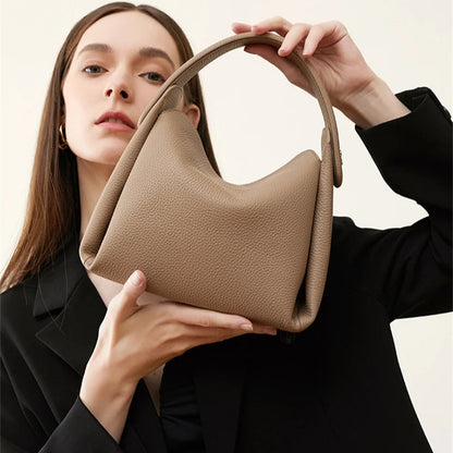 Hifashion Cowhide Genuine Leather Small Shoulder Bags For Women 2025 Luxury Designer Work Bucket Tote Crossbody Ladies Handbags