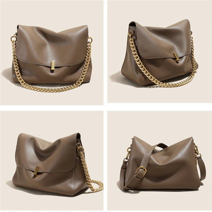 Hifashion Retro Genuine Leather Large Chain Shoulder Bags For Women 2025 Luxury Designer Messenger Satchel Work Ladies Handbags