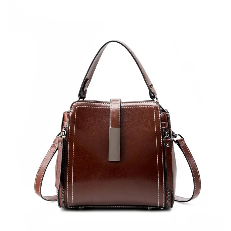 Hifashion Vintage Cow Genuine Leather Small Shoulder Bags For Women 2025 Luxury Designer Crossbody Purses Bucket Ladies Handbags