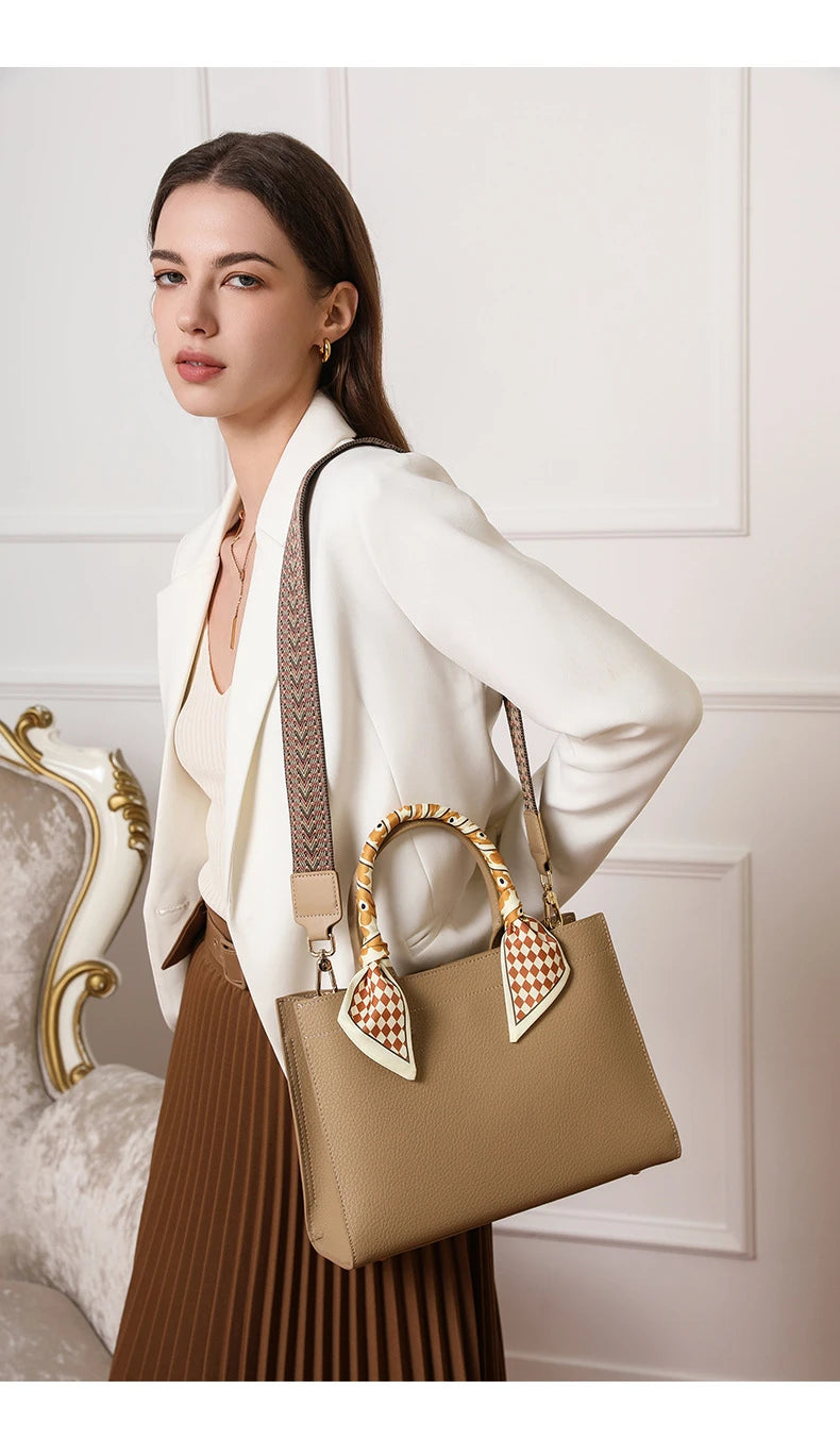 Hifashion Cowhide Genuine Leather Shoulder Bags For Women 2025 Trend Designer Top Handle Commuting Tote Ladies Crossbody Bags