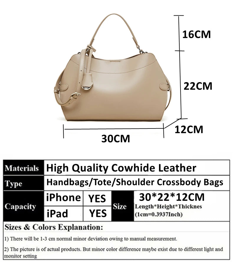 Hifashion Cowhide Genuine Leather Tote Handbags For Women 2025 Luxury Designer Crescent Office Ladies Shoulder Crossbody Bags