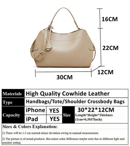Hifashion Cowhide Genuine Leather Tote Handbags For Women 2025 Luxury Designer Crescent Office Ladies Shoulder Crossbody Bags