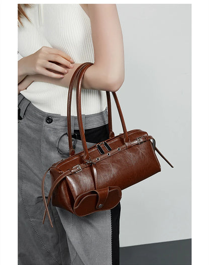 Hifashion Motorcycle Style Genuine Leather Underarm Shoulder Bags For Women 2025 Trend Designer Sling Purse Tote Ladies Handbags
