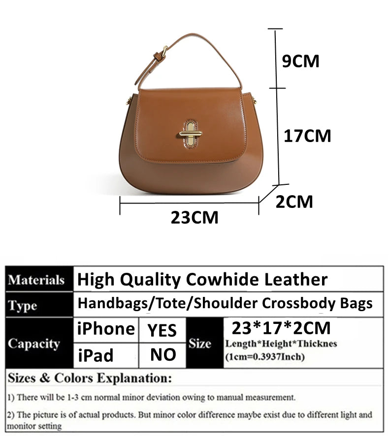 Hifashion Luxury Genuine Leather Saddle Small Shoulder Crossbody Bags For Women 2025 Trend Designer Purses Tote Ladies Handbags