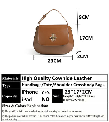 Hifashion Luxury Genuine Leather Saddle Small Shoulder Crossbody Bags For Women 2025 Trend Designer Purses Tote Ladies Handbags