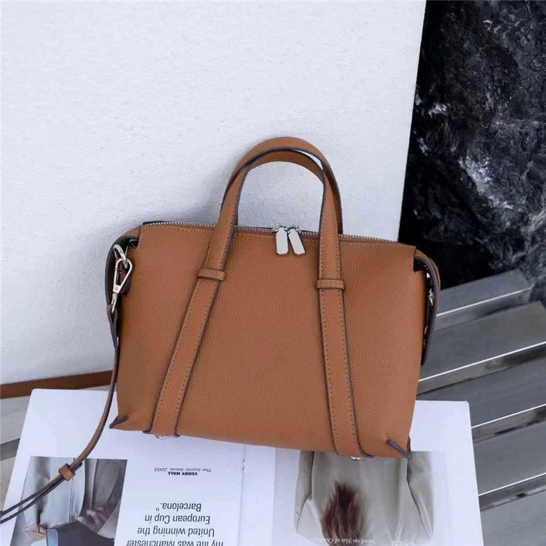 Hifashion Retro Genuine Leather Pillow Shoulder Bags For Women 2025 Trend Designer Crossbody Purses Boston Tote Ladies Handbags