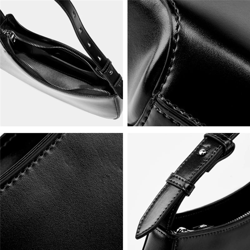 Hifashion Minimalist Genuine Leather Crescent Underarm Shoulder Bags For Women 2025 Luxury Designer Half Moon Ladies Handbags