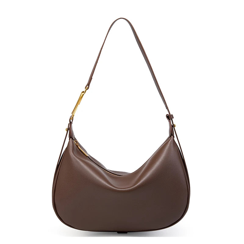 Hifashion Trendy Genuine Leather Underarm Shoulder Bags For Women 2025 Luxury Designer Crossbody Purse Half Moon Ladies Handbags