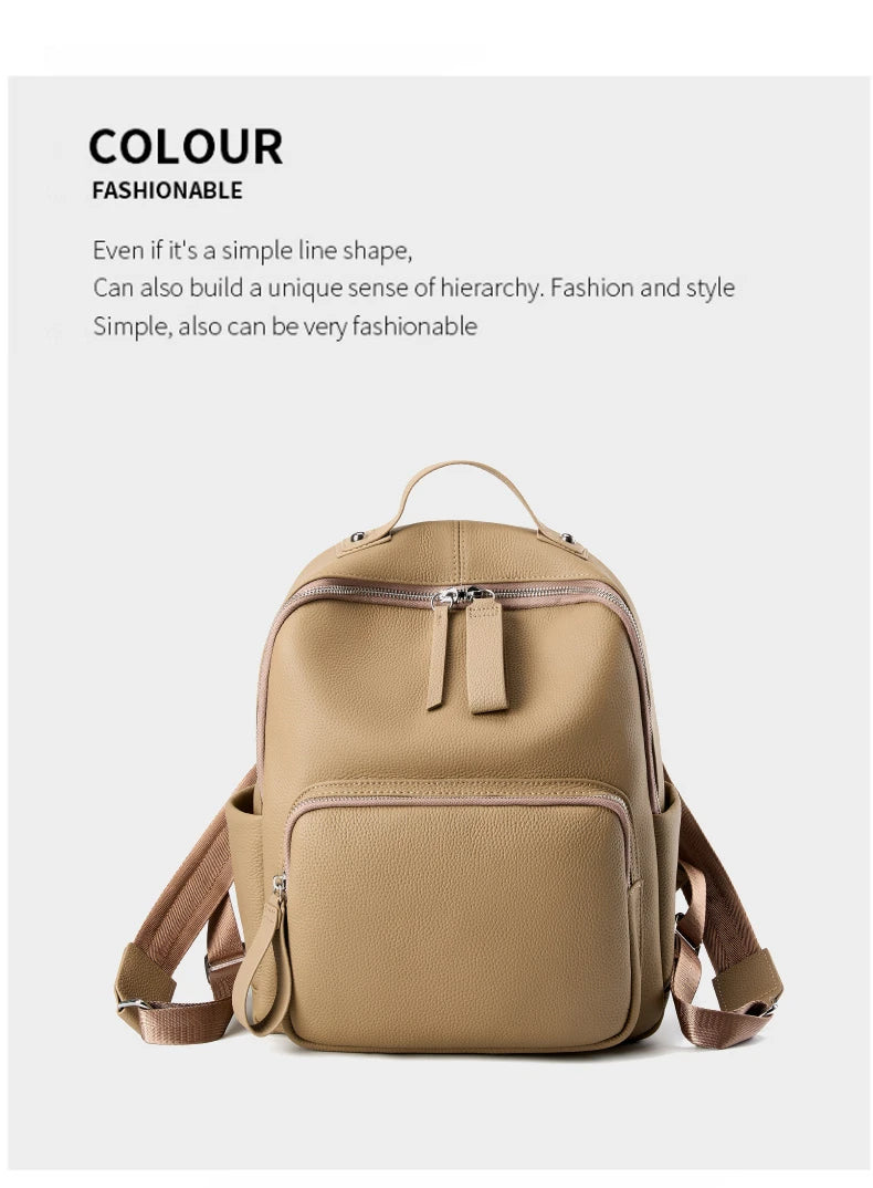 Hifashion 100% Cowhide Genuine Leather Backpack For Women 2025 Trend Designer Soft Travel Work Daypack Teenage Girls School Bags