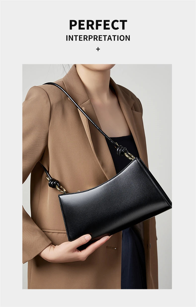Hifashion Cowhide Genuine Leather Underarm Shoulder Bags For Women 2025 Luxury Designer Evening Party Purse Work Ladies Handbags