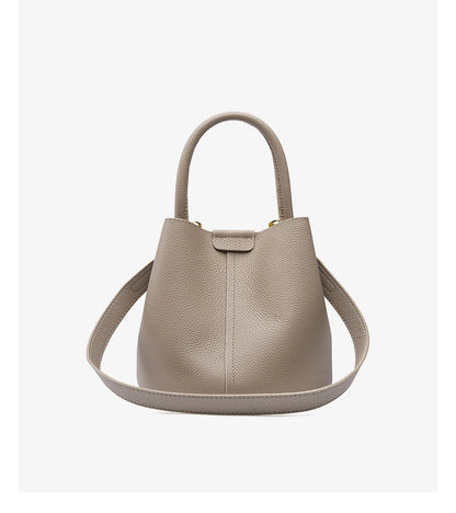 Hifashion Cowhide Genuine Leather Bucket Small Shoulder Bags For Women 2025 Luxury Designer Crossbody Purse Tote Ladies Handbags