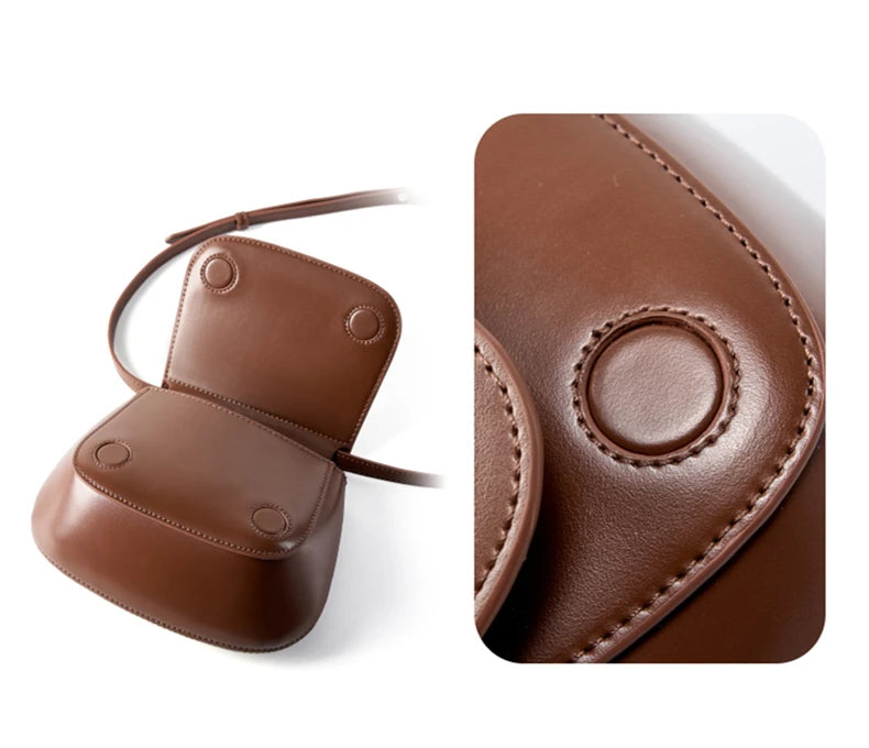 Hifashion Classic Genuine Leather Saddle Small Shoulder Bags For Women 2025 Luxury Designer Crossbody Purses Cow Ladies Handbags