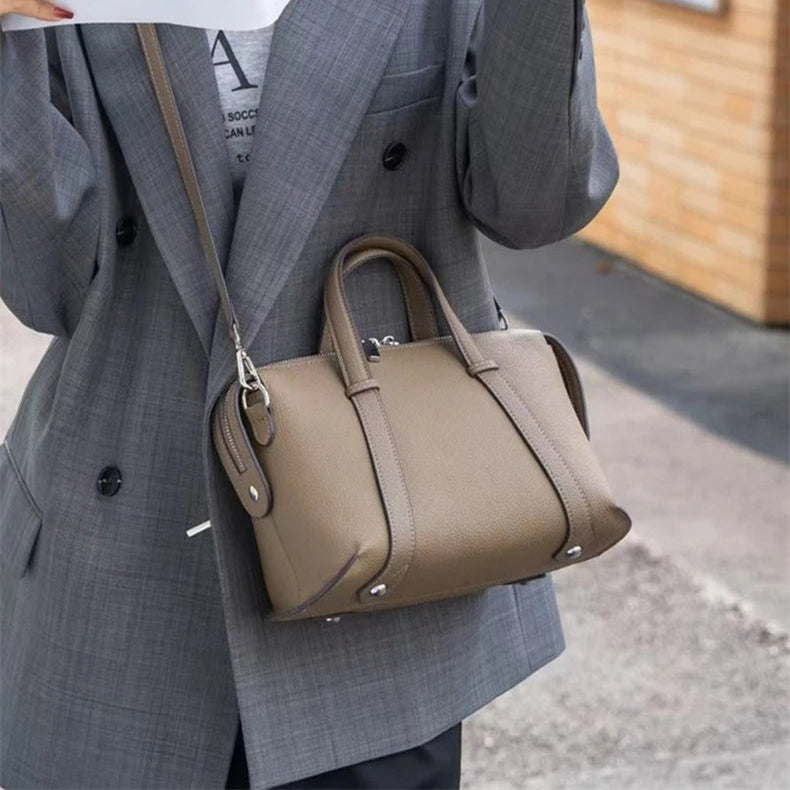 Hifashion Retro Genuine Leather Pillow Shoulder Bags For Women 2025 Trend Designer Crossbody Purses Boston Tote Ladies Handbags
