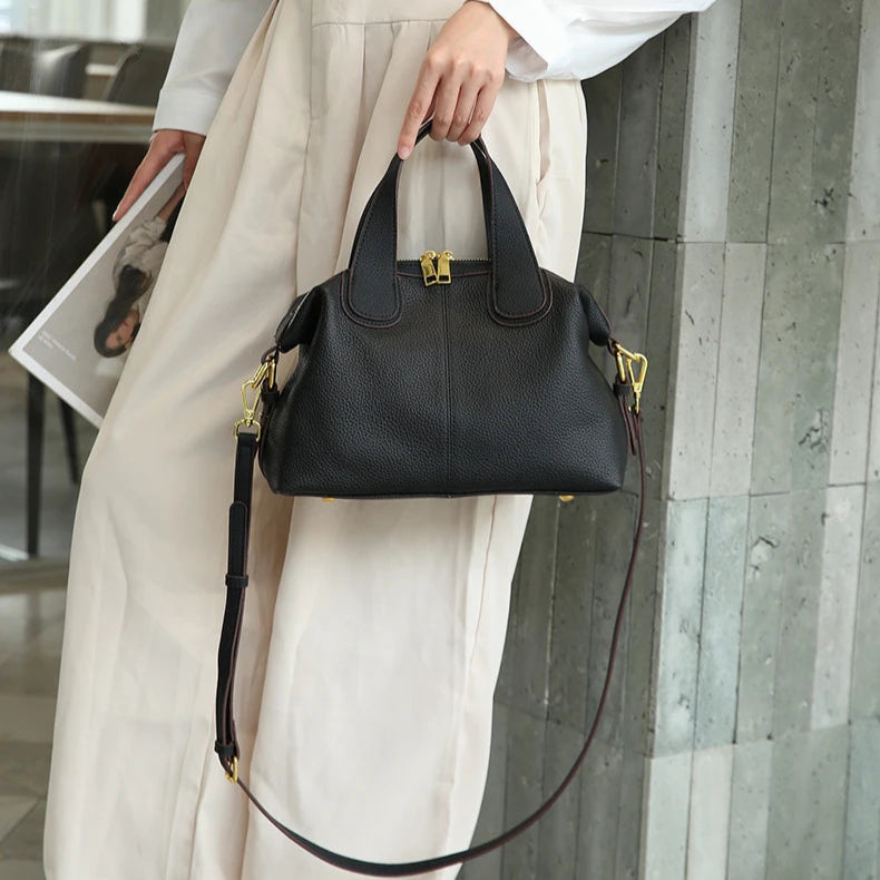 Hifashion 100% Cowhide Genuine Leather Handbags For Women 2025 Trend Designer Wide Strap Pillow Ladies Shoulder Crossbody Bags