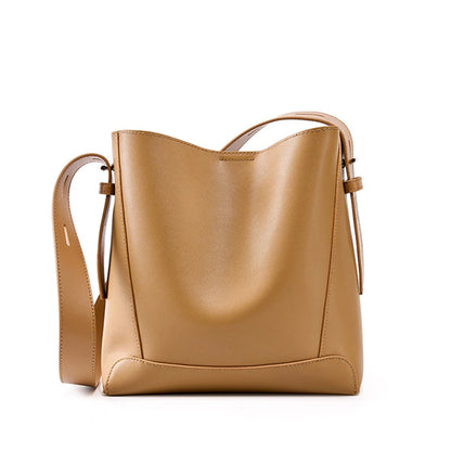 Hifashion Trendy Cow Genuine Leather Bucket Shoulder Bags For Women 2025 Luxury Designer Shopping Work Crossbody Ladies Handbags