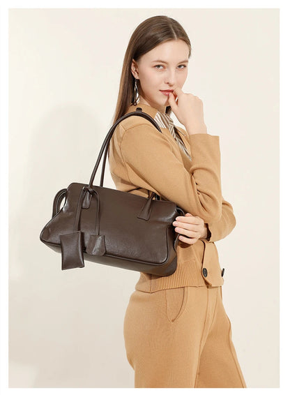 Hifashion 3 Layers Genuine Leather Large Underarm Shoulder Bags For Women 2025 Luxury Designer Satchel Tote Work Ladies Handbags