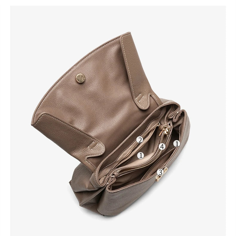 Hifashion Vintage Cowhide Genuine Leather Handbags For Women 2025 Trend Designer Top Handle Flap Ladies Shoulder Crossbody Bags