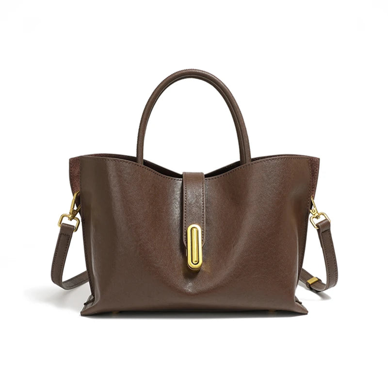 Hifashion Stylish Genuine Leather Handbags For Women 2025 Trend Designer Commuting Shoulder Bags Crossbody Tote Ladies Handbags