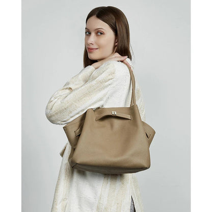 Hifashion Cowhide Genuine Leather Tote Shoulder Bags For Women 2025 Trend Designer Pleated Work Shopper Underarm Ladies Handbags