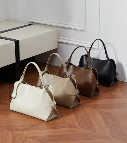 Hifashion Cowhide Genuine Leather Tote Handbags For Women 2025 Luxury Designer Crescent Office Ladies Shoulder Crossbody Bags