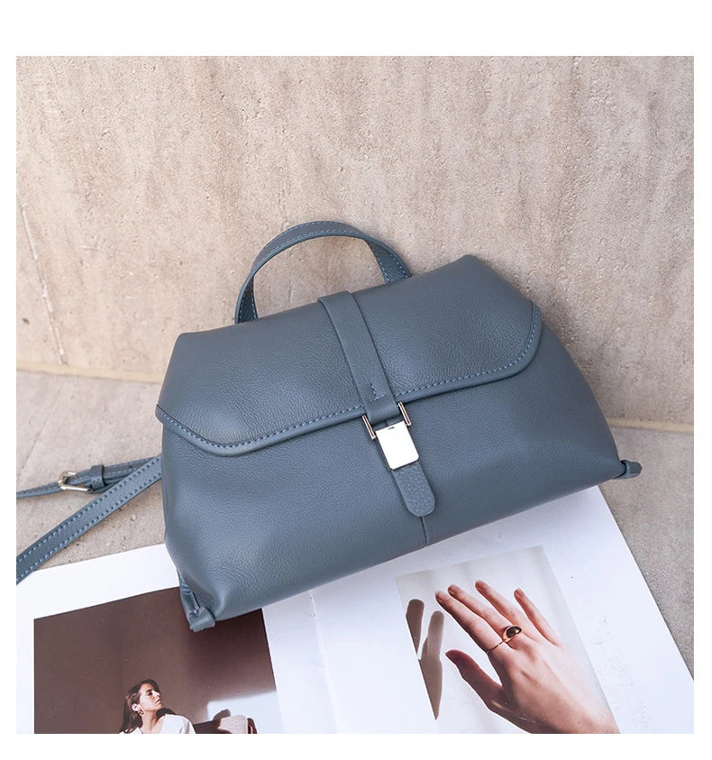 Hifashion Cowhide Genuine Leather Crossbody Shoulder Bags For Women 2025 Trend Designer Satchel Purses Boston Ladies Handbags