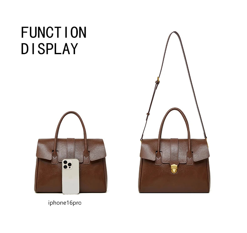 Hifashion Cowhide Genuine Leather Large Tote Handbags For Women 2025 Luxury Designer Top Handle Briefcase Satchel Shoulder Bags
