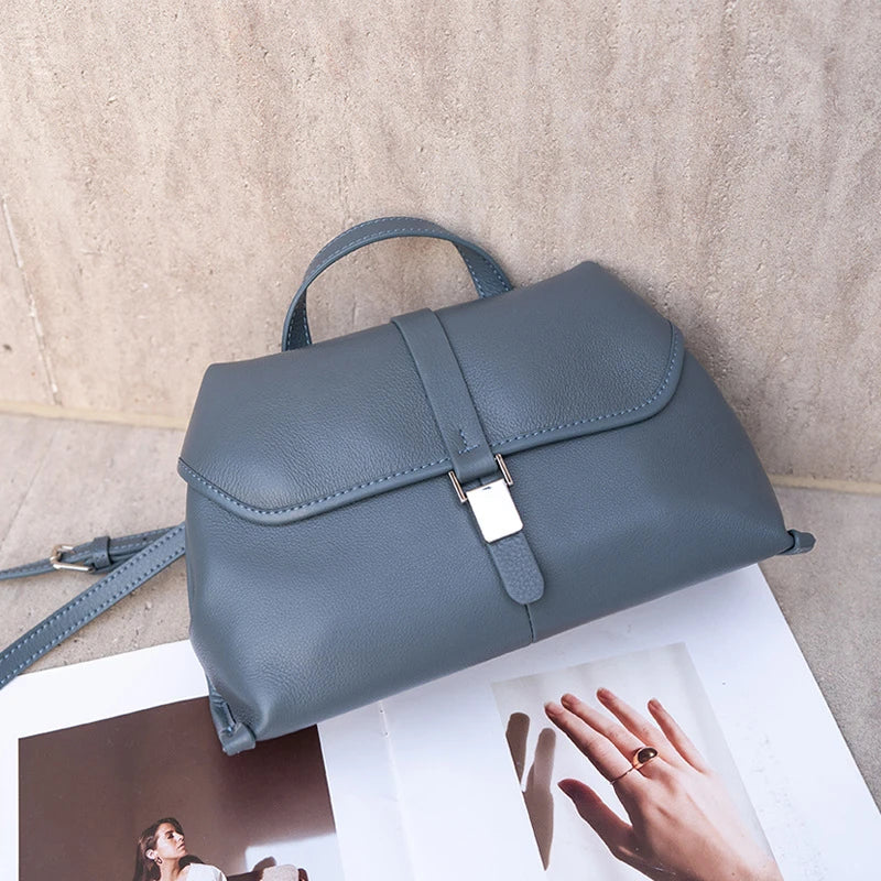 Hifashion Cowhide Genuine Leather Crossbody Shoulder Bags For Women 2025 Trend Designer Satchel Purses Boston Ladies Handbags