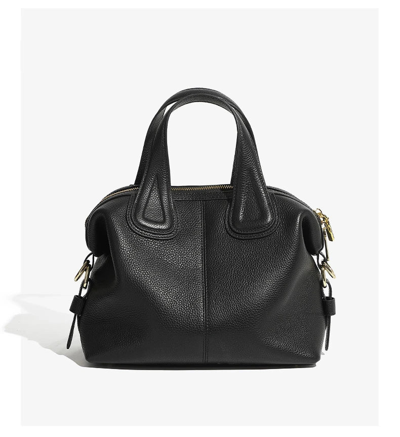 Hifashion 100% Genuine Leather Boston Tote Handbags For Women 2025 Trend Designer Top Handle Work Ladies Shoulder Crossbody Bags