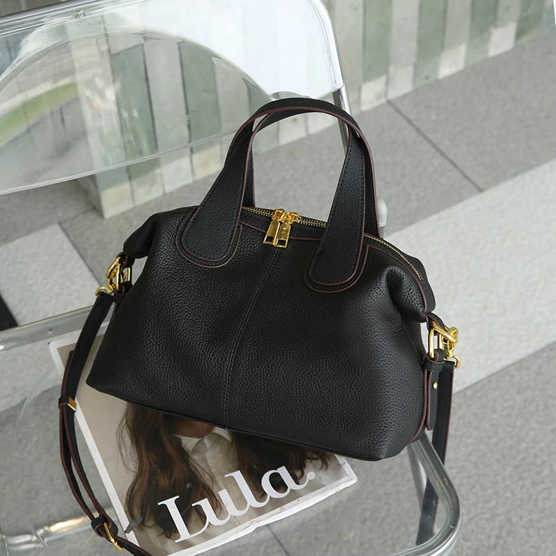 Hifashion 100% Cowhide Genuine Leather Handbags For Women 2025 Trend Designer Wide Strap Pillow Ladies Shoulder Crossbody Bags