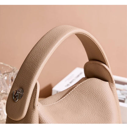 Hifashion Cowhide Genuine Leather Small Shoulder Bags For Women 2025 Luxury Designer Work Bucket Tote Crossbody Ladies Handbags
