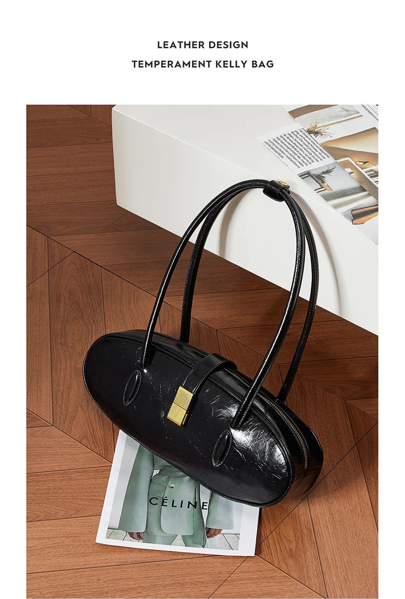 Hifashion Vintage Cowhide Genuine Leather Underarm Shoulder Bags For Women 2025 Trend Designer Luxury Tote Work Ladies Handbags