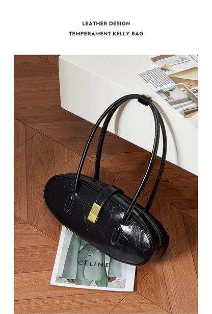Hifashion Vintage Cowhide Genuine Leather Underarm Shoulder Bags For Women 2025 Trend Designer Luxury Tote Work Ladies Handbags