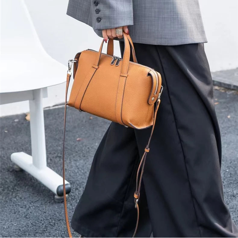 Hifashion Retro Genuine Leather Pillow Shoulder Bags For Women 2025 Trend Designer Crossbody Purses Boston Tote Ladies Handbags