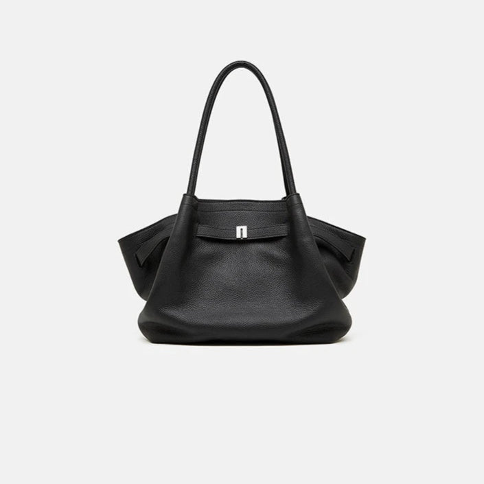 Hifashion Cowhide Genuine Leather Tote Shoulder Bags For Women 2025 Trend Designer Pleated Work Shopper Underarm Ladies Handbags