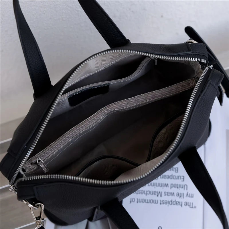 Hifashion Retro Genuine Leather Pillow Shoulder Bags For Women 2025 Trend Designer Crossbody Purses Boston Tote Ladies Handbags