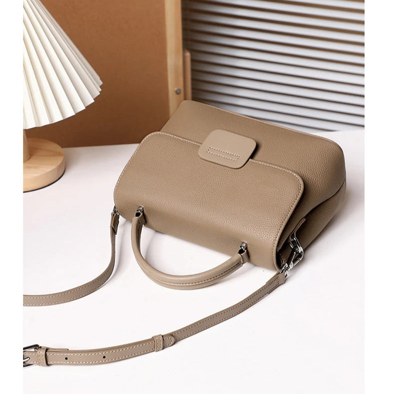 Hifashion Classic Cowhide Genuine Leather Tote Handbags For Women 2025 Trend Designer Wide Strap Ladies Shoulder Crossbody Bags