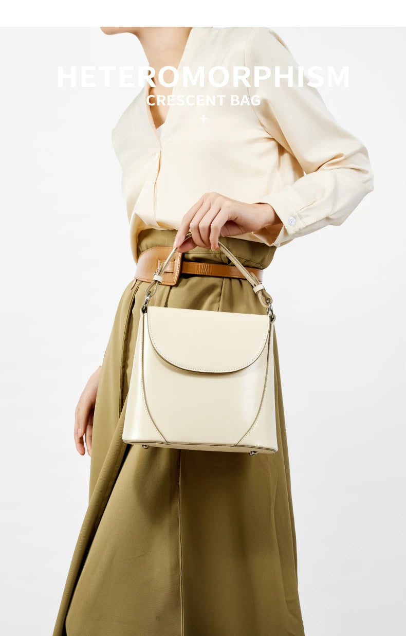 Hifashion Luxury Genuine Leather Bucket Small Shoulder Crossbody Bags For Women 2025 Trend Designer Short Handle Tote Handbags