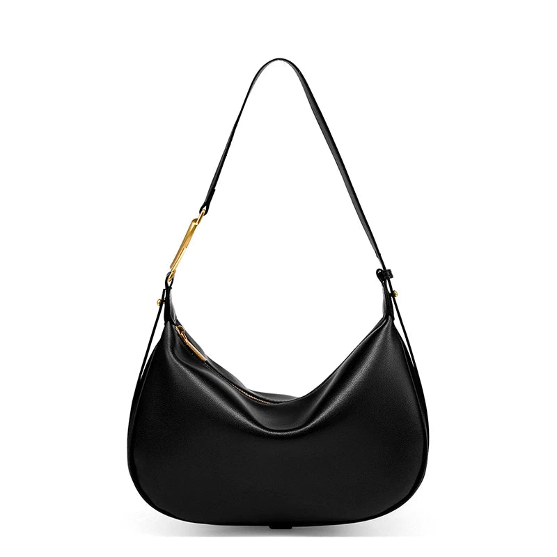 Hifashion Trendy Genuine Leather Underarm Shoulder Bags For Women 2025 Luxury Designer Crossbody Purse Half Moon Ladies Handbags